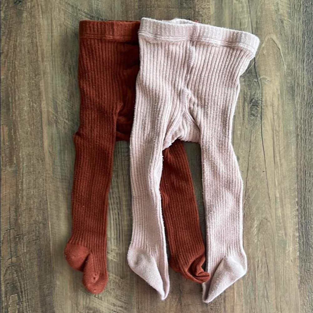 5/$20 Baby Ribbed Tights - Pink and Red Burgandy